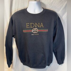 Brand New The Lost Bros Edna Mode Incredibles Rhinestone Fashion Sweatshirt Med